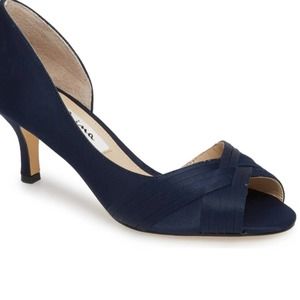 New Nina Contessa Navy Satin Kitten Heel